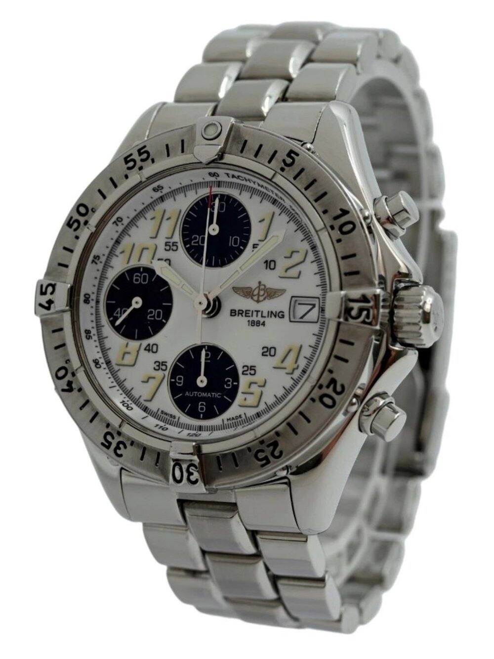 Breitling 41mm Men's Colt 100M White Dial Automatic Chrono SS Watch Ref: A13335!
